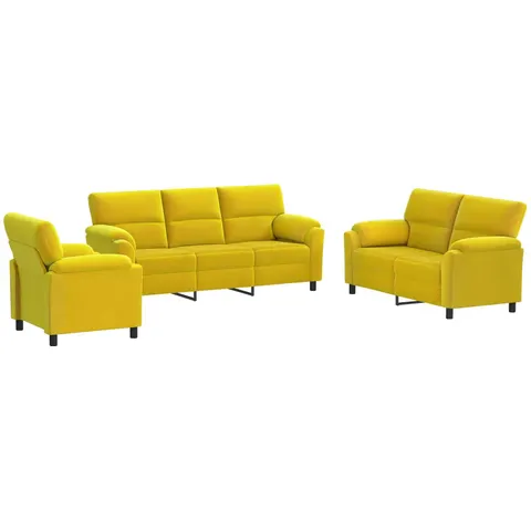 vidaXL Ensemble de Canapés 3 pcs Jaune Velours – 295181 – image 1