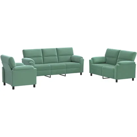 vidaXL Ensemble de Canapés 3 pcs Vert Mer Velours – 295228 – image 1