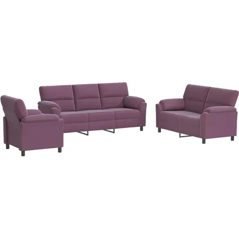 vidaXL Ensemble de Canapés 3 pcs Pourpre Velours – 295242 – image 1