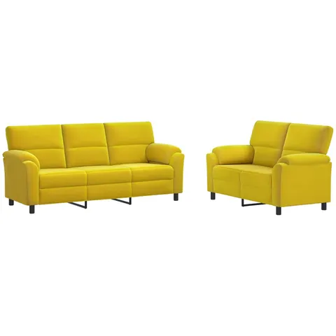 vidaXL Ensemble de Canapés 2 pcs Jaune Velours – 295327 – image 1