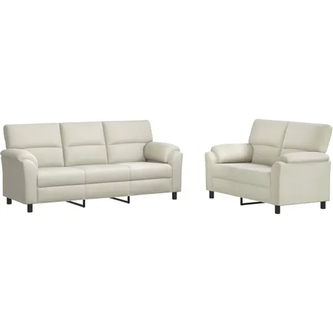 vidaXL Ensemble de Canapés 2 pcs Crème Velours – 295334 – image 1