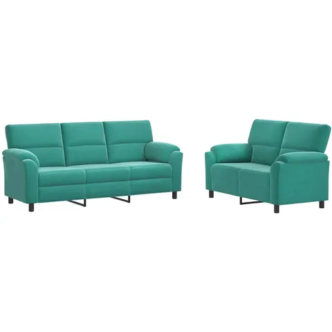 vidaXL Ensemble de Canapés 2 pcs Turquoise Velours – 295358 – image 1