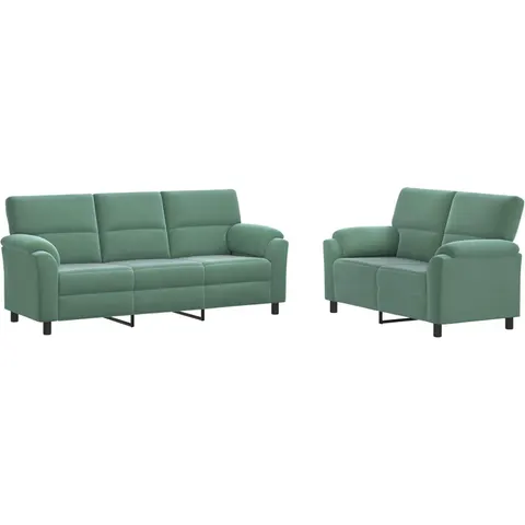 vidaXL Ensemble de Canapés 2 pcs Vert Mer Velours – 295365 – image 1
