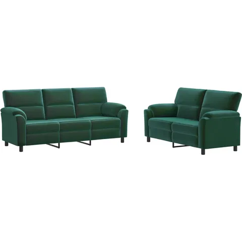 vidaXL Ensemble de Canapés 2 pcs Vert foncé Velours – 295419 – image 1