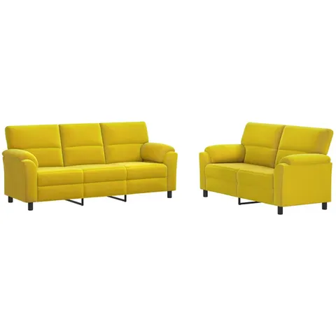vidaXL Ensemble de Canapés 2 pcs Jaune Velours – 295464 – image 1