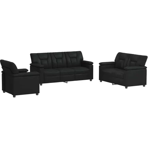 vidaXL Ensemble de Canapés 3 pcs Noir Simili cuir – 295778 – image 1