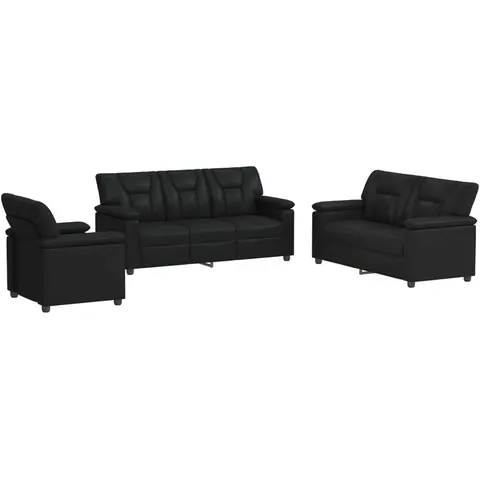 vidaXL Ensemble de Canapés 3 pcs Noir Simili cuir – 295853 – image 1