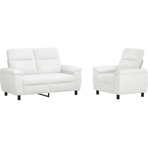 vidaXL Ensemble de Canapés 2 pcs Blanc Tissu – 296201 – image 1