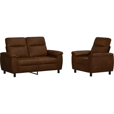 vidaXL Ensemble de Canapés 2 pcs Marron Simili daim – 296287 – image 1