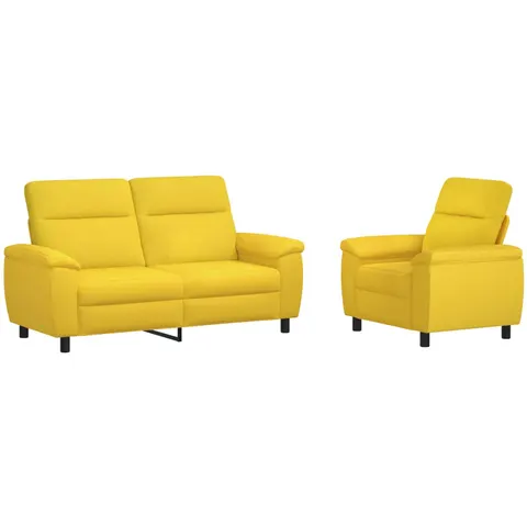 vidaXL Ensemble de Canapés 2 pcs Jaune clair Tissu – 296423 – image 1