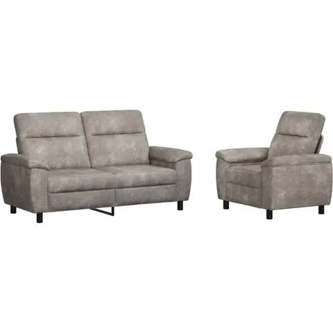 vidaXL Ensemble de Canapés 2 pcs Gris clair Simili daim – 296522 – image 1