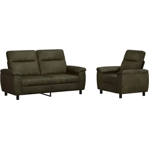 vidaXL Ensemble de Canapés 2 pcs Vert armée Simili daim – 296546 – image 1