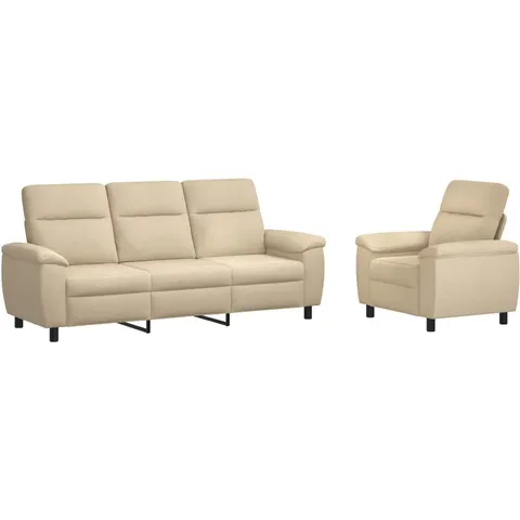 vidaXL Ensemble de Canapés 2 pcs Crème Tissu – 296621 – image 1
