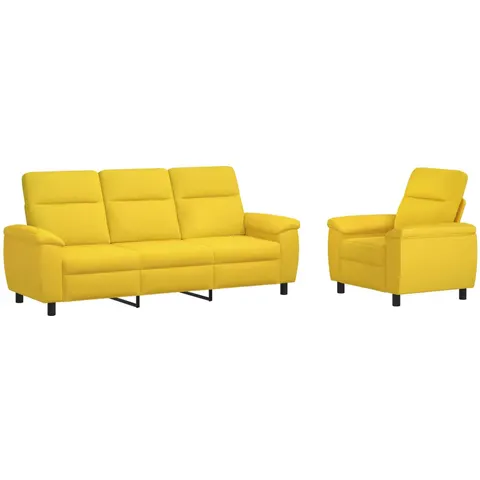 vidaXL Ensemble de Canapés 2 pcs Jaune clair Tissu – 296652 – image 1