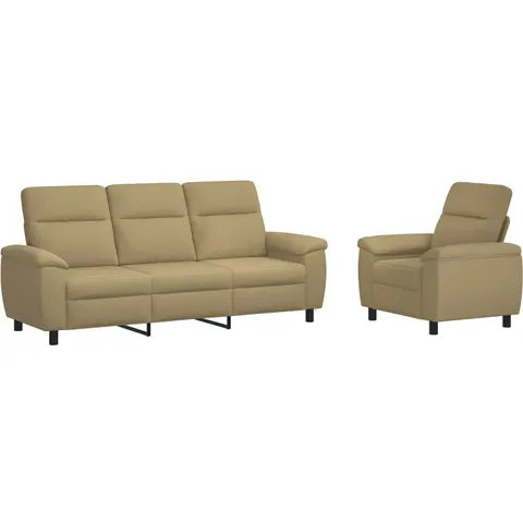 vidaXL Ensemble de Canapés 2 pcs Marron Clair Tissu – 296737 – image 1
