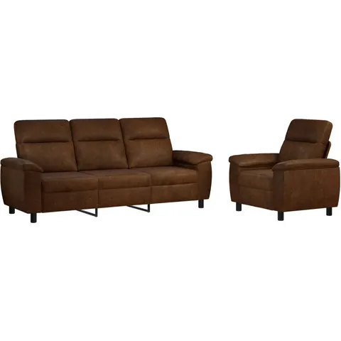 vidaXL Ensemble de Canapés 2 pc Marron Simili daim – image 1