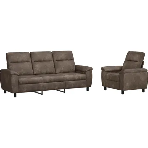 vidaXL Ensemble de Canapés 2 pcs Gris foncé Simili daim – 296768 – image 1