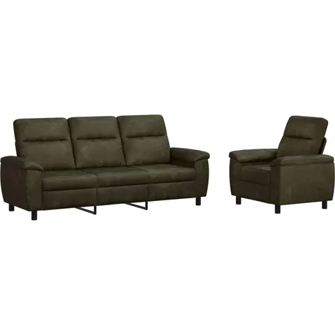 vidaXL Ensemble de Canapés 2 pcs Vert armée Simili daim – 296775 – image 1