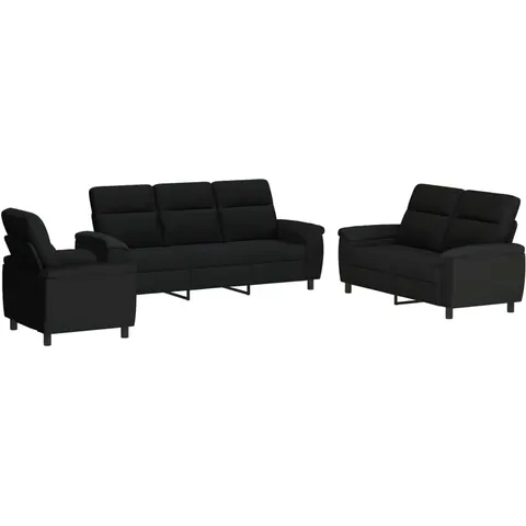 vidaXL Ensemble de Canapés 3 pcs Noir Tissu – 296805 – image 1