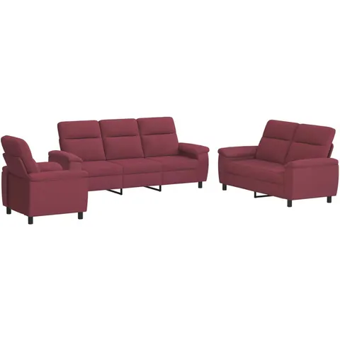 vidaXL Ensemble de Canapés 3 pcs Bordeaux Tissu – image 1
