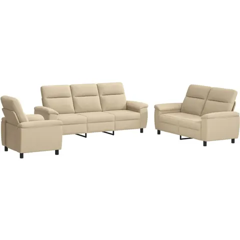 vidaXL Ensemble de Canapés 3 pcs Crème Tissu – 296850 – image 1