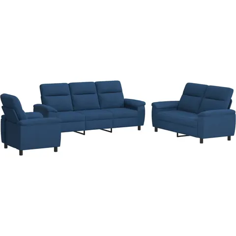 vidaXL Ensemble de Canapés 3 pcs Bleu Tissu – 296867 – image 1
