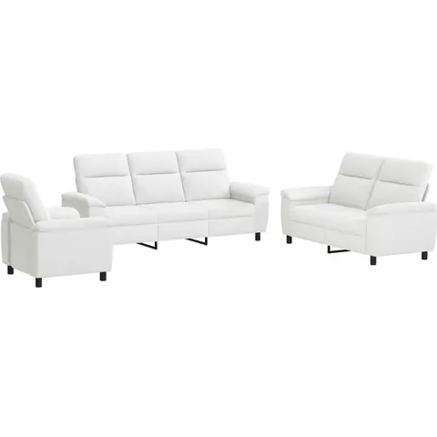 vidaXL Ensemble de Canapés 3 pcs Blanc Tissu – 296898 – image 1