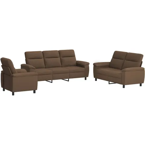 vidaXL Ensemble de Canapés 3 pcs Marron Tissu – 296928 – image 1
