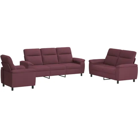 vidaXL Ensemble de Canapés 3 pcs Pourpre Tissu – 296942 – image 1