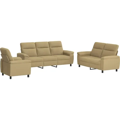 vidaXL Ensemble de Canapés 3 pcs Marron Clair Tissu – 296966 – image 1