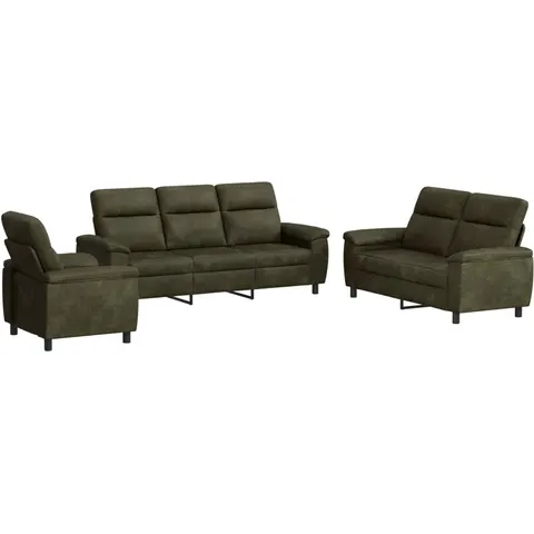 vidaXL Ensemble de Canapés 3 pcs Vert armée Simili daim – 297000 – image 1