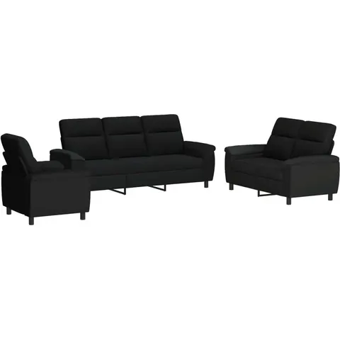 vidaXL Ensemble de Canapés 3 pcs Noir Tissu – 297031 – image 1