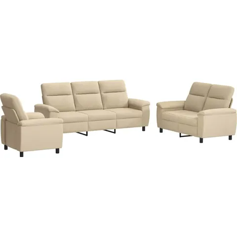 vidaXL Ensemble de Canapés 3 pcs Crème Tissu – 297086 – image 1
