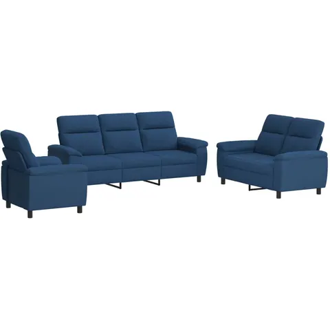 vidaXL Ensemble de Canapés 3 pcs Bleu Tissu – 297093 – image 1