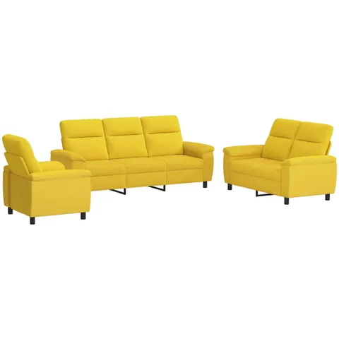 vidaXL Ensemble de Canapés 3 pcs Jaune clair Tissu – 297116 – image 1