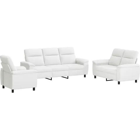 vidaXL Ensemble de Canapés 3 pcs Blanc Tissu – 297123 – image 1