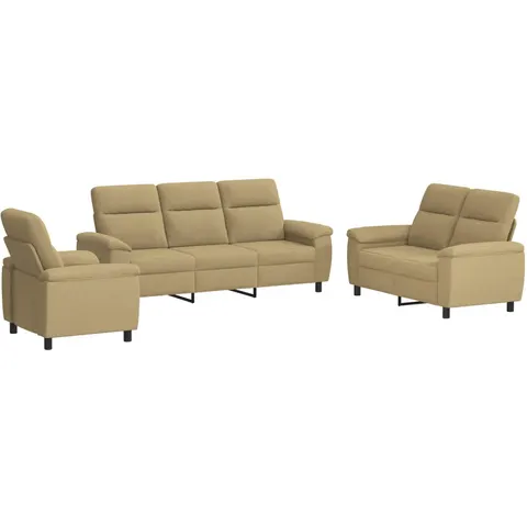 vidaXL Ensemble de Canapés 3 pcs Marron Clair Tissu – 297192 – image 1