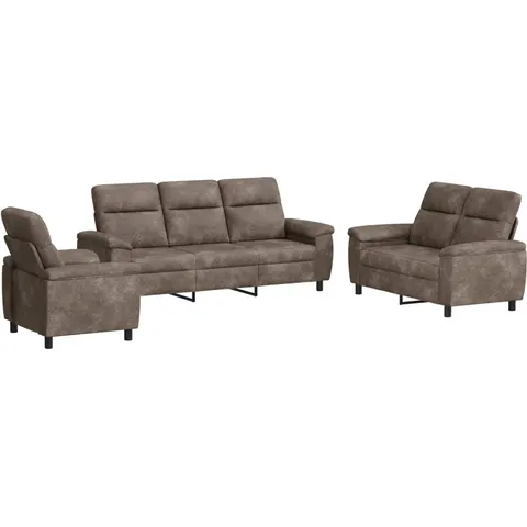 vidaXL Ensemble de Canapés 3 pcs Gris clair Simili daim – 297215 – image 1