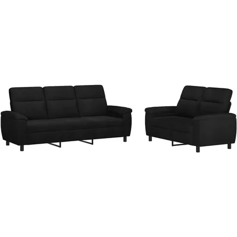 vidaXL Ensemble de Canapés 2 pcs Noir Tissu – 297260 – image 1