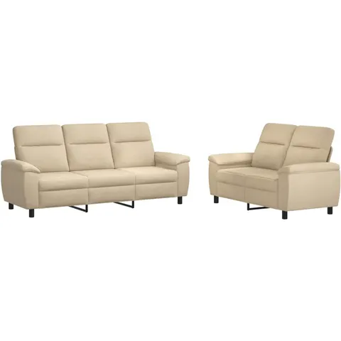vidaXL Ensemble de Canapés 2 pcs Crème Tissu – 297314 – image 1