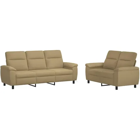 vidaXL Ensemble de Canapés 2 pcs Marron Clair Tissu – 297420 – image 1