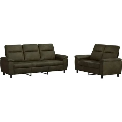 vidaXL Ensemble de Canapés 2 pcs Vert armée Simili daim – 297468 – image 1