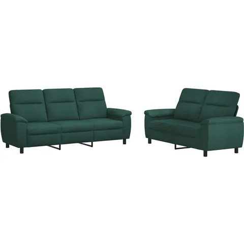 vidaXL Ensemble de Canapés 2 pcs Vert foncé Tissu – 297529 – image 1