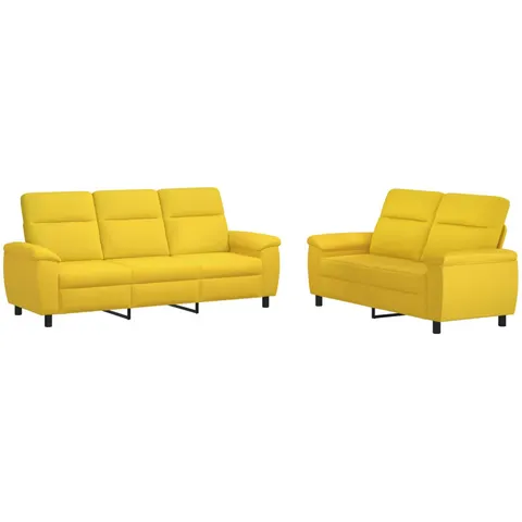vidaXL Ensemble de Canapés 2 pcs Jaune clair Tissu – 297574 – image 1