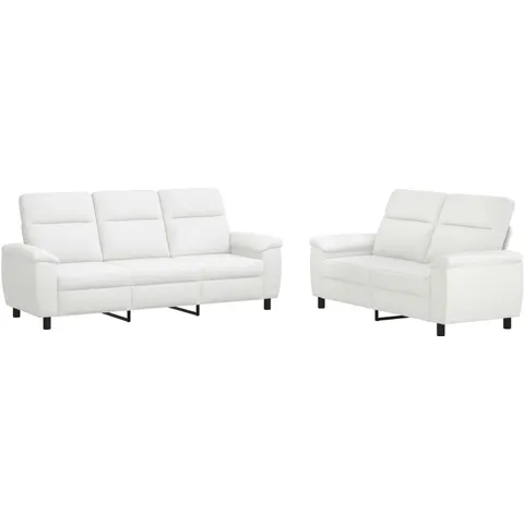vidaXL Ensemble de Canapés 2 pcs Blanc Tissu – 297581 – image 1