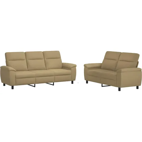 vidaXL Ensemble de Canapés 2 pcs Marron Clair Tissu – 297659 – image 1