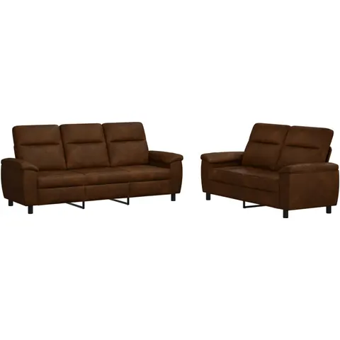 vidaXL Ensemble de Canapés 2 pcs Marron Simili daim – 297666 – image 1