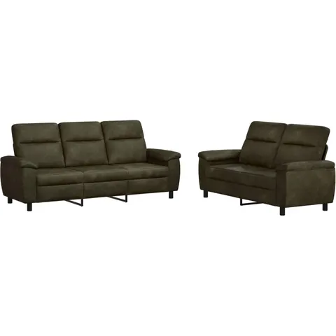 vidaXL Ensemble de Canapés 2 pcs Vert armée Simili daim – 297697 – image 1