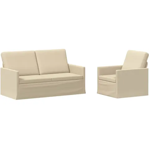 vidaXL Ensemble de Canapés 2 pcs Crème Tissu – 320050 – image 1