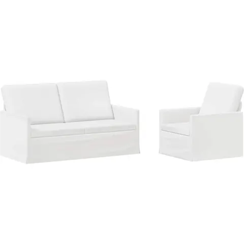 vidaXL Ensemble de Canapés 2 pcs Blanc Tissu – 320081 – image 1
